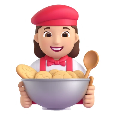 cookie factory worker emoji, smiling, holding a mixing bowl sticker