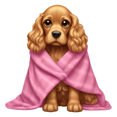 golden Cocker spaniel in a pink blanket sticker