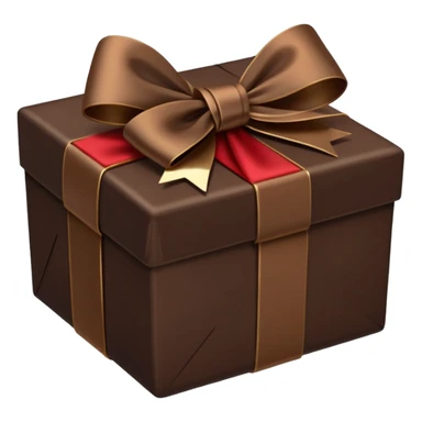 dark brown present with brown bow sticker