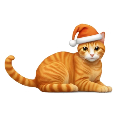 orange cat with christmas hat  sticker