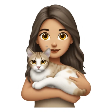 brunette girl cuddling a lynx point cat  sticker