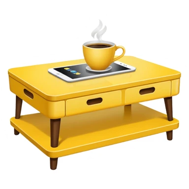 yellow coffe table, coffee on top
 sticker