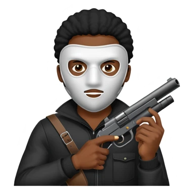black guy in mask holding gun sticker