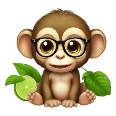baby monkey with glasses drinking mojito sticker