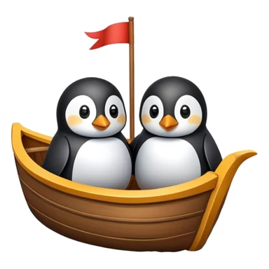 a penguin couple in a boat sticker