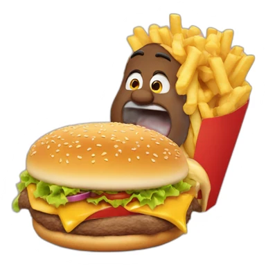 Big fat man eating a burger sticker