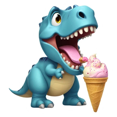Dinosaur eating an ice cream sticker
