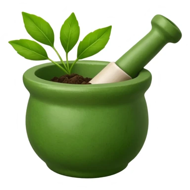 mortar and pestle with leaves sticker