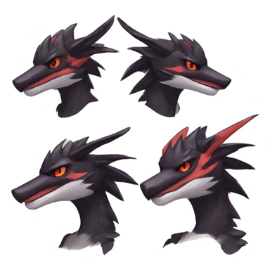Black Cool Edgy Anthro Noivern-Nargacuga-Sergal-Fakémon  with White and Red Edgy markings sticker
