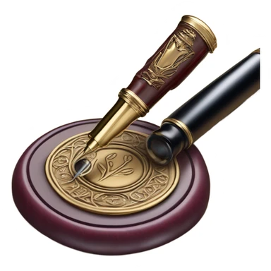 Fountain pen and wax seal stamp sticker