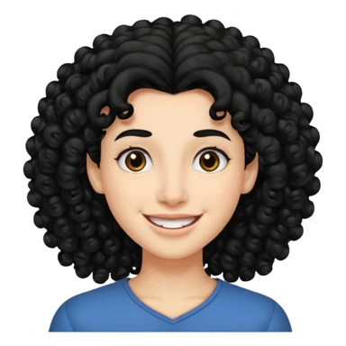 generate theatre mask emoji with a big curly black hair 

wide black smile, long and pointy white nose sticker