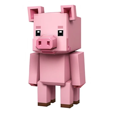 Minecraft pig, full body, pink blocky animal with square head sticker