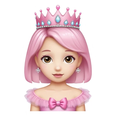 cute girl wearing a tutu, tiara, and a pink glittery bow sticker