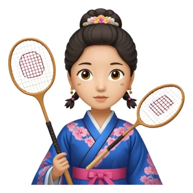 ancient gongsam girl with 1 badminton racket sticker