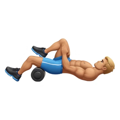 buff guy lying lats down on foam-roller sticker