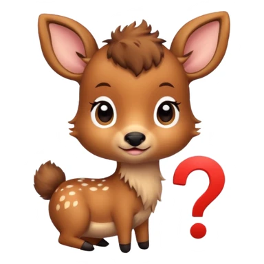Baby deer and question mark sticker