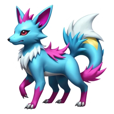 White and magenta divine holy legendary epic ethereal fantasy cyperpunk futuristic feral Zangoose-Manectric-Luxray-Umbreon-Vaporeon-Amaura-Electrike-fusion-creature  sticker