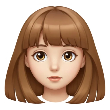 girl with light brown hair, bangs, long hair, and big eyes sticker