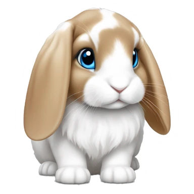Mini lop bunny caramel and white blue eyes sticker