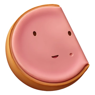 single slice of pink bologna, plain, no background, emoji style sticker