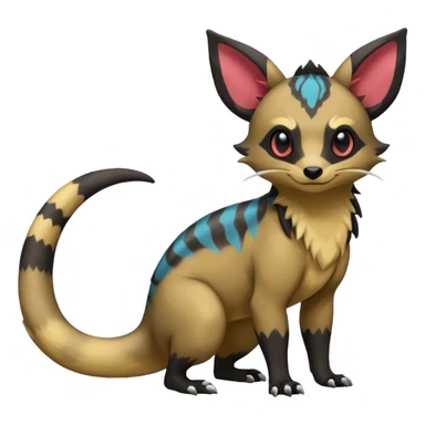 Rare exotic cute epic aesthetic colorful Salandit-Eevee-Civet-species-Fakemon-hybrid-creature, with markings, full body sticker