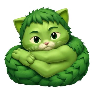 Incredible Hulk curled up like a small cute kitten, lying down, eyes closed, sleeping sticker