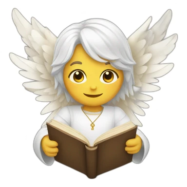 angel with white hair and books sticker