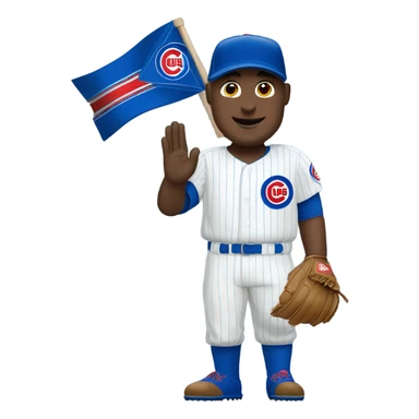 White Chicago cub player waving a W flag  sticker