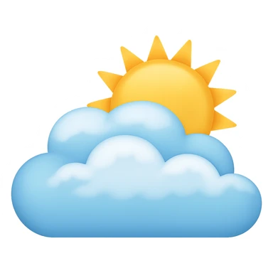 Remove the face from the sun but keep partly cloudy with sun. The style is emoji style with no background. sticker