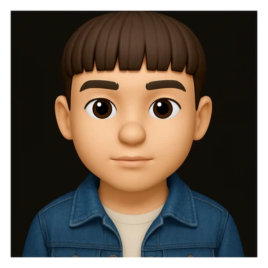 Redress the boy in the image wearing a denim jacket. The original style is 3D Emoji, but since it does not support editing, create the edit in a general style while preserving the 3D Emoji look and feel. sticker