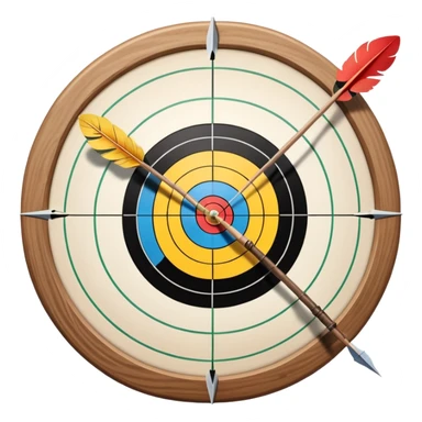 A close-up of a bowstring pulled taut with an arrow aimed at a target. The target's concentric rings are visible in the background, highlighting the focus and precision required for archery. The scene captures the grace and concentration of the sport. sticker