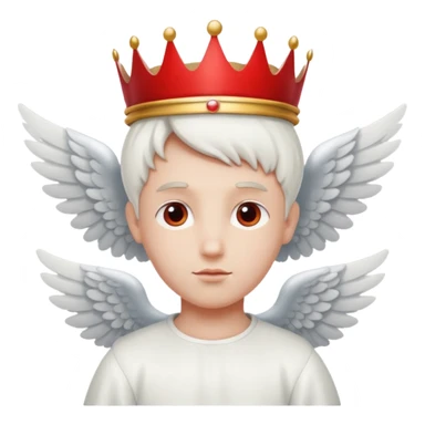 an angel with a red crown on his head, 4 wings sticker