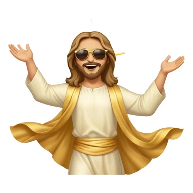 dancing figure of rejoicing Jesus with  sunglases golden  sticker