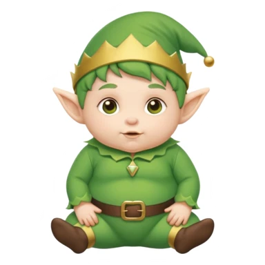Chubby elf baby with green outfit sticker
