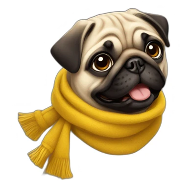Pug smiling with a yellow scarf  sticker