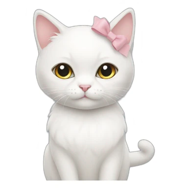 White cat with bow sticker