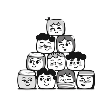 Several colorful toy blocks with different expressions stacked together sticker