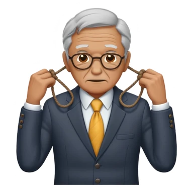 An old man in a suit with his hands tied up  sticker