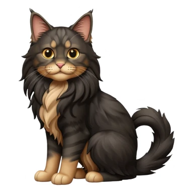 A 3D cartoon jet-black Maine Coon cat with large , glossy mane, soft spotlighting, cinematic 3D Memoji-style lighting. full body or half body. sticker