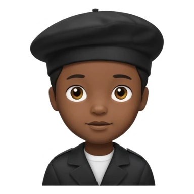 male dark toddler with beret sticker