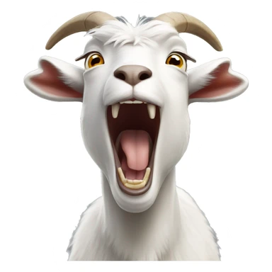 grey and white male goat screaming sticker