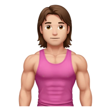 Long hair fat muscle men in pink tank top sticker