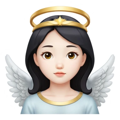 Asian girl with angel halo sticker