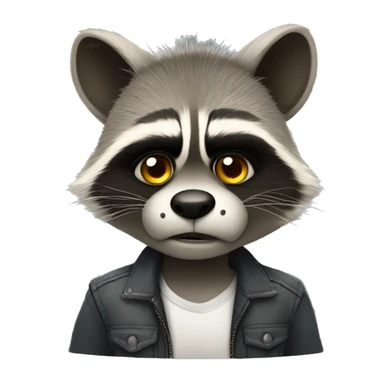 angry cool raccon with ears and nose piercing and a side hairdoo sticker