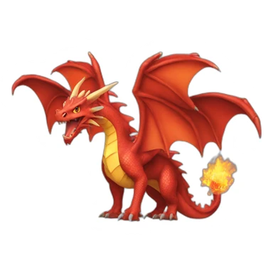 huge red Dragon Pokemon with fire sticker