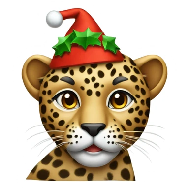 Leopard with Christmas hat sticker