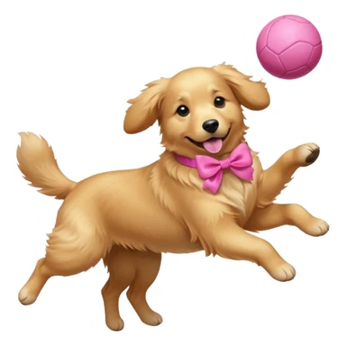 girly dog with a pink bow jumping in the air to catch a ball sticker