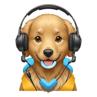 golden retriever, headset on, friendly and approachable sticker