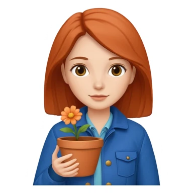 woman holding a flower pot in jacket sticker
