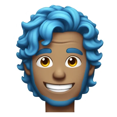 blue hair updo muscle man smiling with scars on eyes sticker